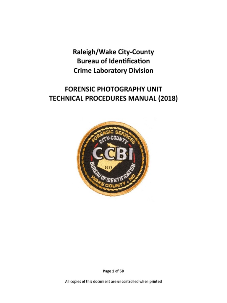Forensic Photography Unit Technical Procedures PDF Fingerprint