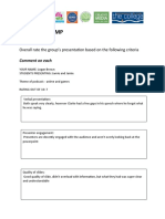 Esports Yr2 FMP Peer Feedback: Overall Rate The Group's Presentation Based On The Following Criteria