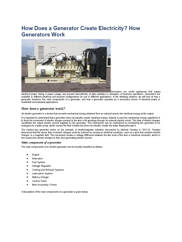 How Does A Generator Create Electricity | PDF | Electricity | Electric ...