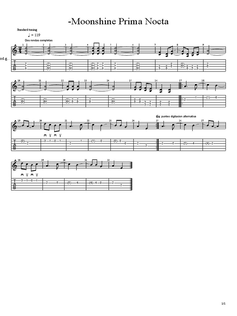 Moonshine Tablature and Fingerpicking Pattern PDF