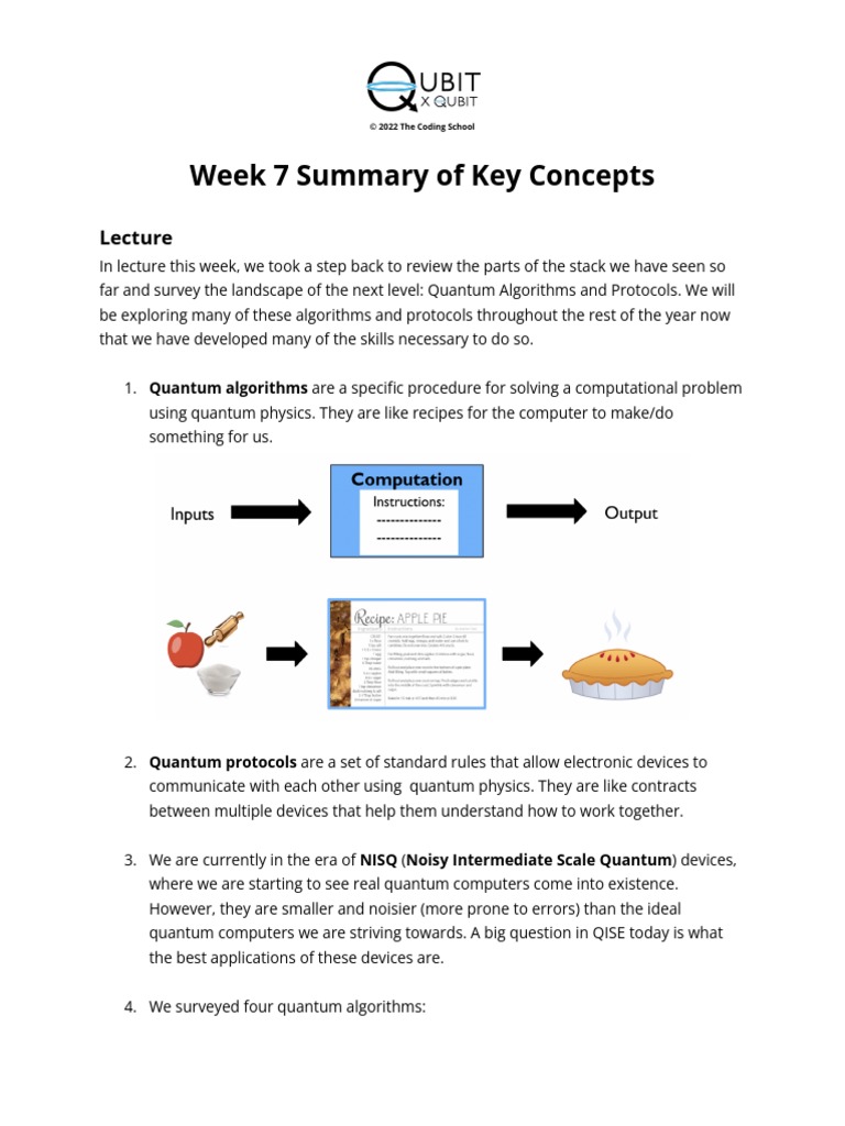 QXQ - YLC-Week 7 Summary of Key Concepts | PDF | Quantum Computing 