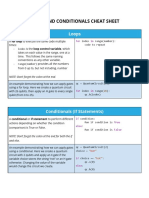 Loops and Conditionals Cheat Sheet