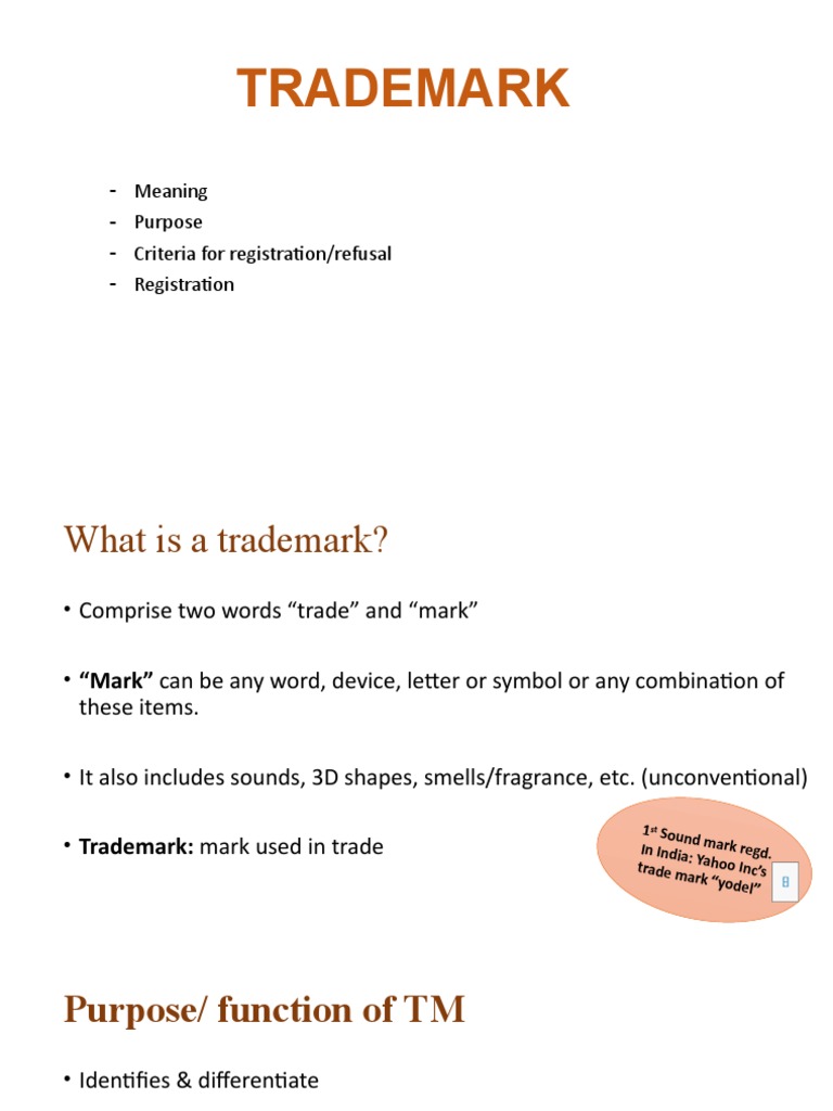 Trademark Meaning Purpose Criteria For Registration refusal
