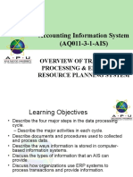 Accounting Information System (AQ011-3-1-AIS) : Overview of Transaction Processing & Enterprise Resource Planning System