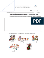 Avaliação de Geografia 1 º Bimestre 2023