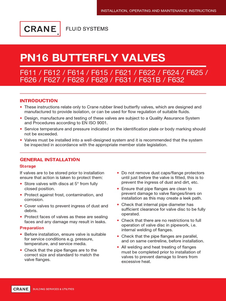 F611 Butterfly Valve Installation Guide | PDF | Valve | Pipe (Fluid ...