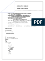 Computer Science Class Test on Strings