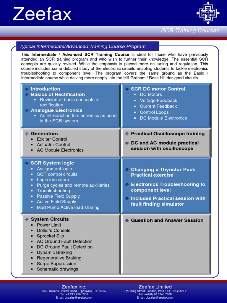 Intermediate Advanced SCR Training Schedule Nu Blu Data Sheet