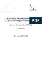 Recueil D'annales Corrigées D'electronique Analogique: Licence Fondamentale SMP-S5 2015-2020