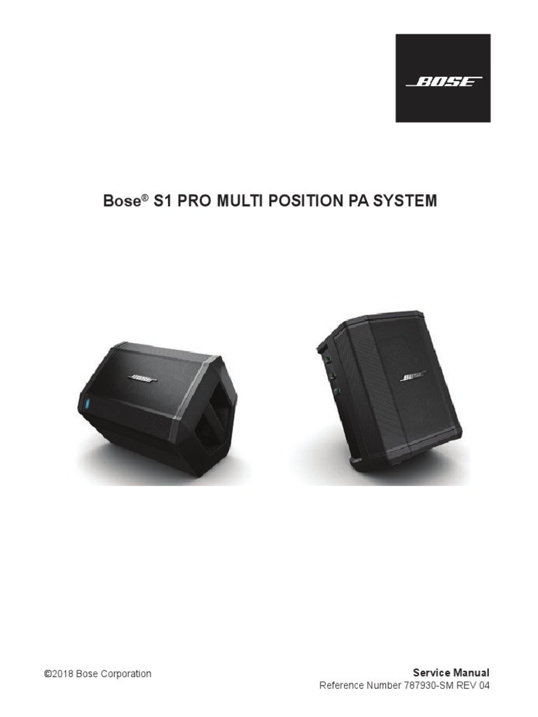 Bose S1 Multi Position Pa System: Reference Number 787930-SM REV 04 ©2018 Bose | PDF | Electrostatic Discharge | Electromagnetism
