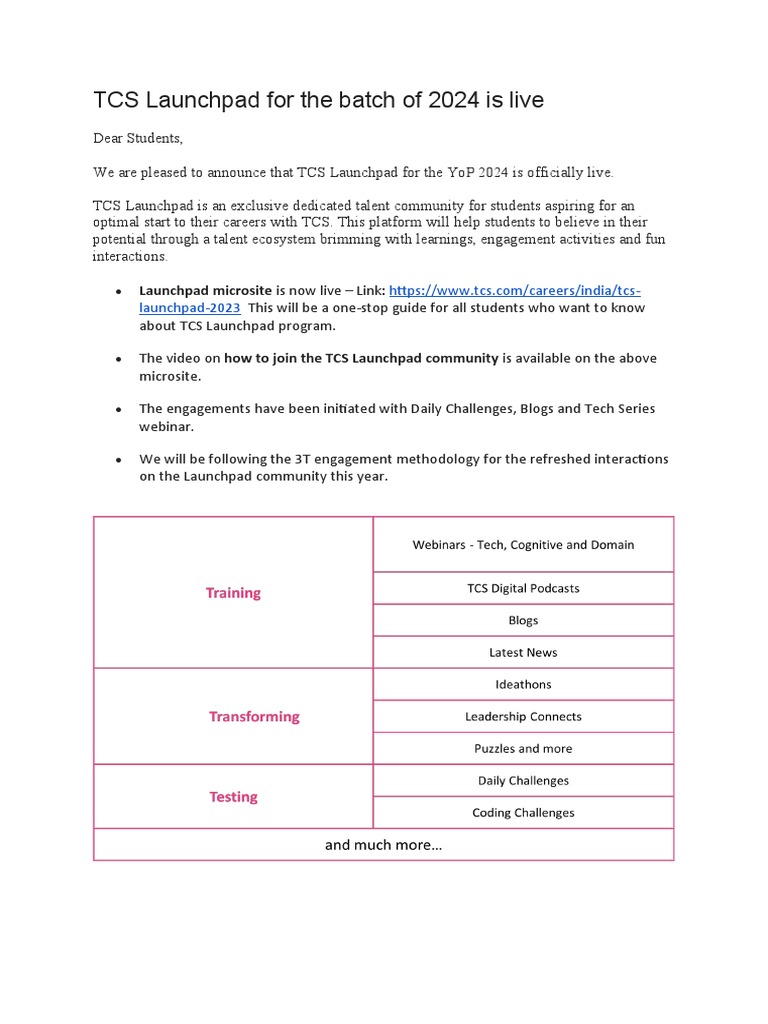 TCS Launchpad2024 YP Is Live. PDF