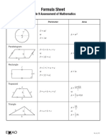 Formula Sheet: Grade 9 Assessment of Mathematics
