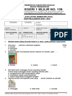 Soal Pas (K13) Kelas 1 Tema 1a