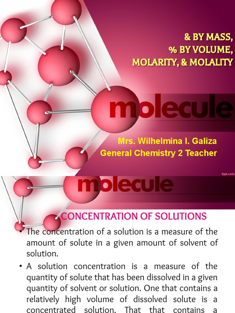  by Mass, by Volume, Molarity, Molality PDF Mole (Unit) Concentration
