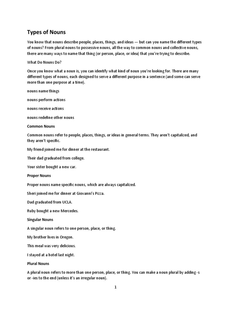 Abstract Nouns Pdf Noun Plural