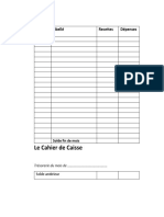 Le Cahier de Caisse: Date Libellé Recettes Dépenses