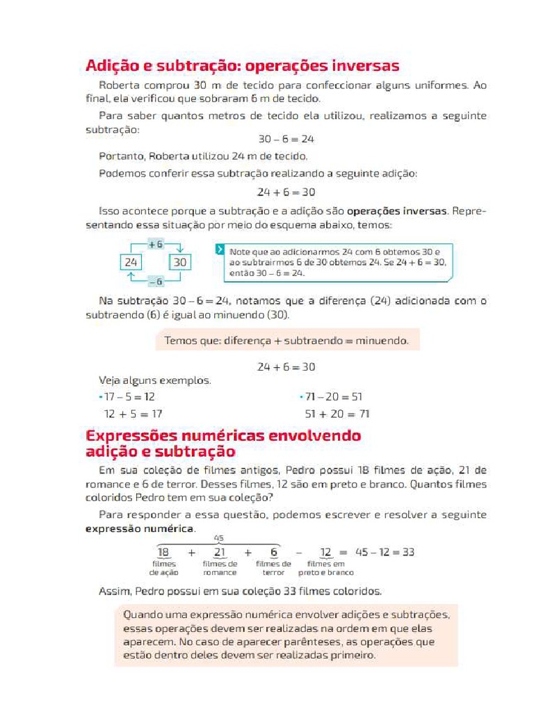 Adição e Subtração - Operações Inversas | PDF