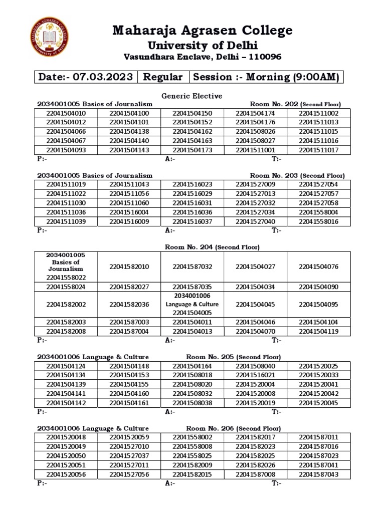 Maharaja Agrasen College University of Delhi PDF