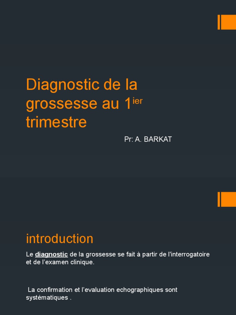 Diagnostic de grossesse au 1er trimestre PDF Grossesse Hormone — free download