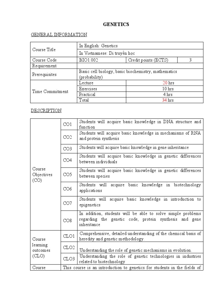 Introduction to Genetics Course Overview | PDF | Self-Improvement ...