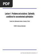 Lecture 1: Problems and Solutions. Optimality Conditions For Unconstrained Optimization