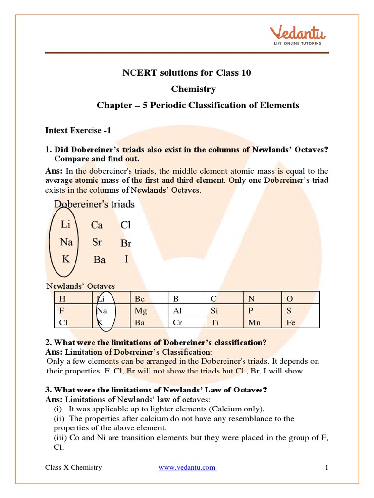 CBSE Class 10 Science Chapter 5 NCERT Solutions 2022 - Free PDF | PDF ...