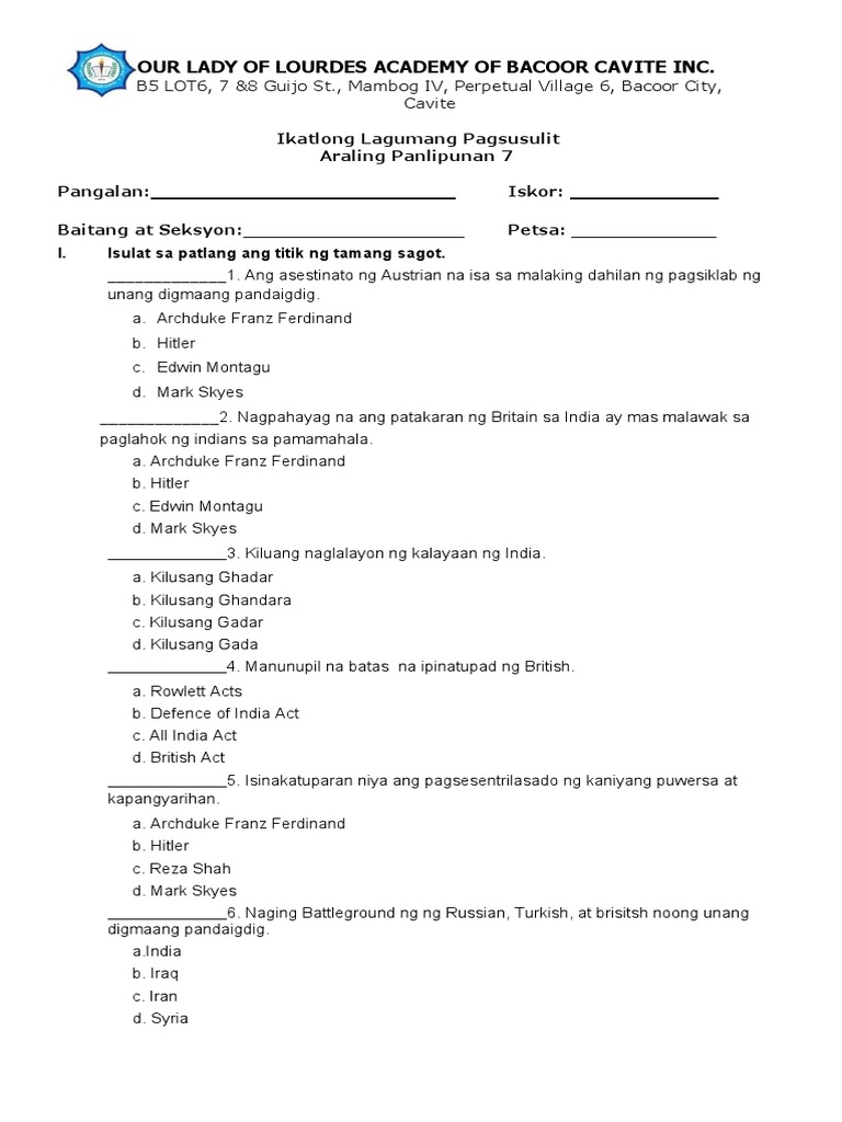 Our Lady of Lourdes Academy of Bacoor Cavite Inc PDF