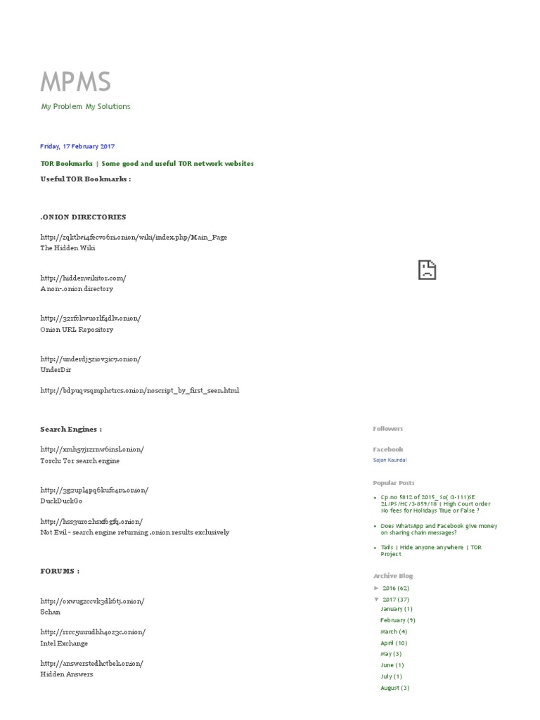 TOR Bookmarks Some Good and Useful TOR Networ PDF Online Services