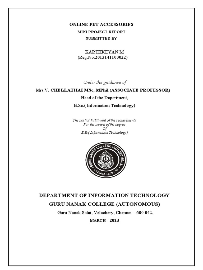 Analysis and Design of an Online Pet Accessories Shop Management System
