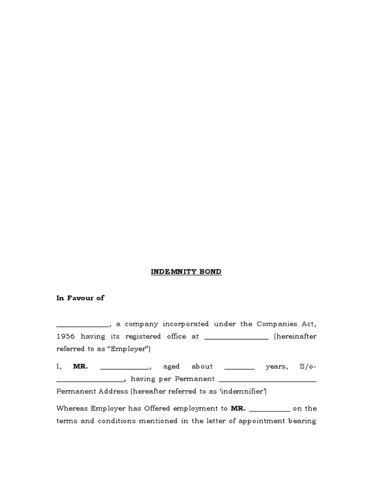 Indemnity Bond Format | PDF