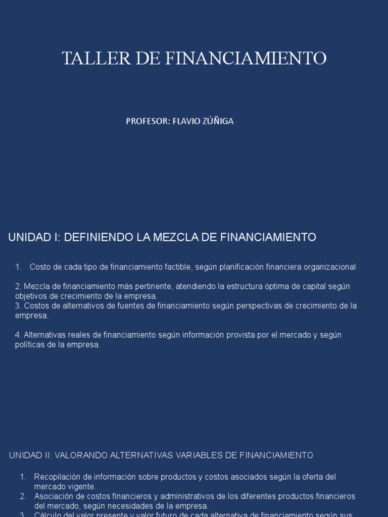 Taller de Financiamiento Empresarial | PDF | Capital de trabajo | Ratio ...