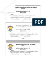 Municipalidad Distrital de Kimbiri: Informe Mensual de Obra #01 Mes Agosto