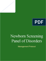 Newborn Screening Panel of Disorders: Management Protocol