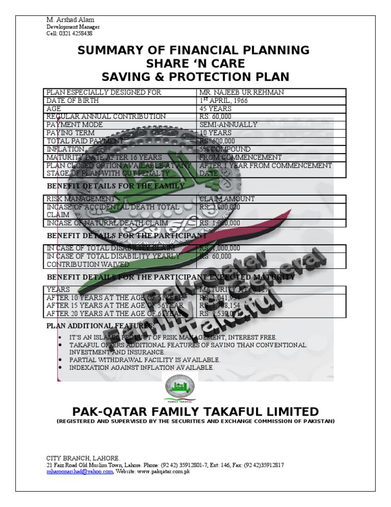 Summary of Financial Planning Share N Care Saving & Protection Plan | PDF