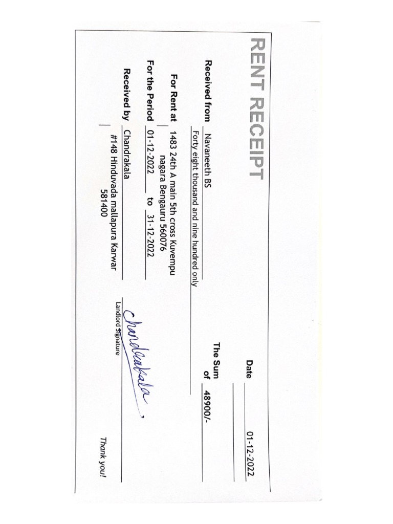 Rent Receipt PDF