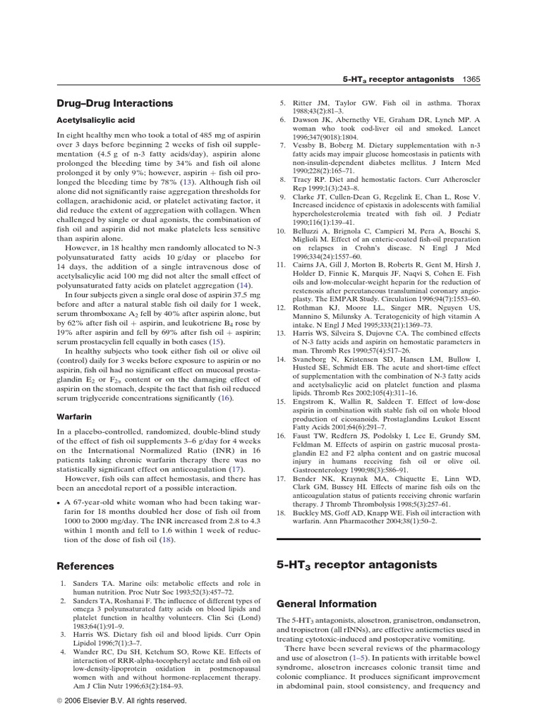 DrugDrug Interactions 5HT Receptor Antagonists PDF Aspirin