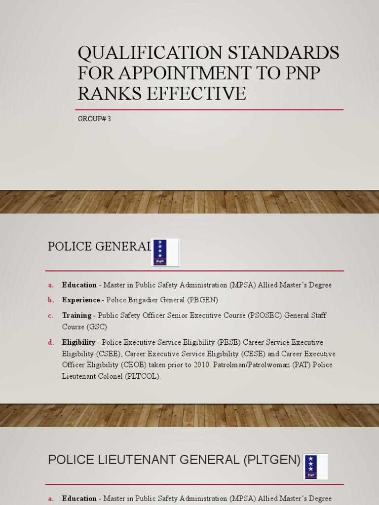 PNP Ranks Qualification Standards | PDF | Cost Of Living | Sergeant