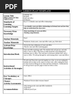 language arts lesson plan - march 2023