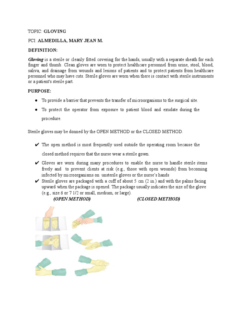 Gloving Handoutpci Pdf Glove Personal Protective Equipment