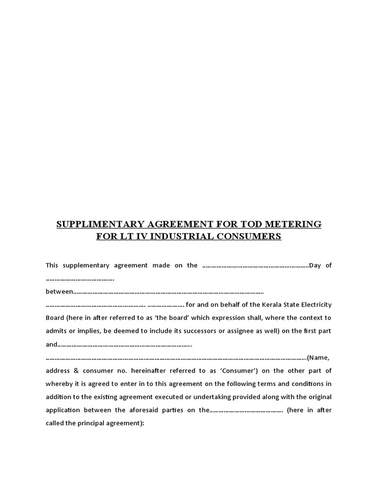 Kseb Tod Agreement Download Free PDF Alternating Current