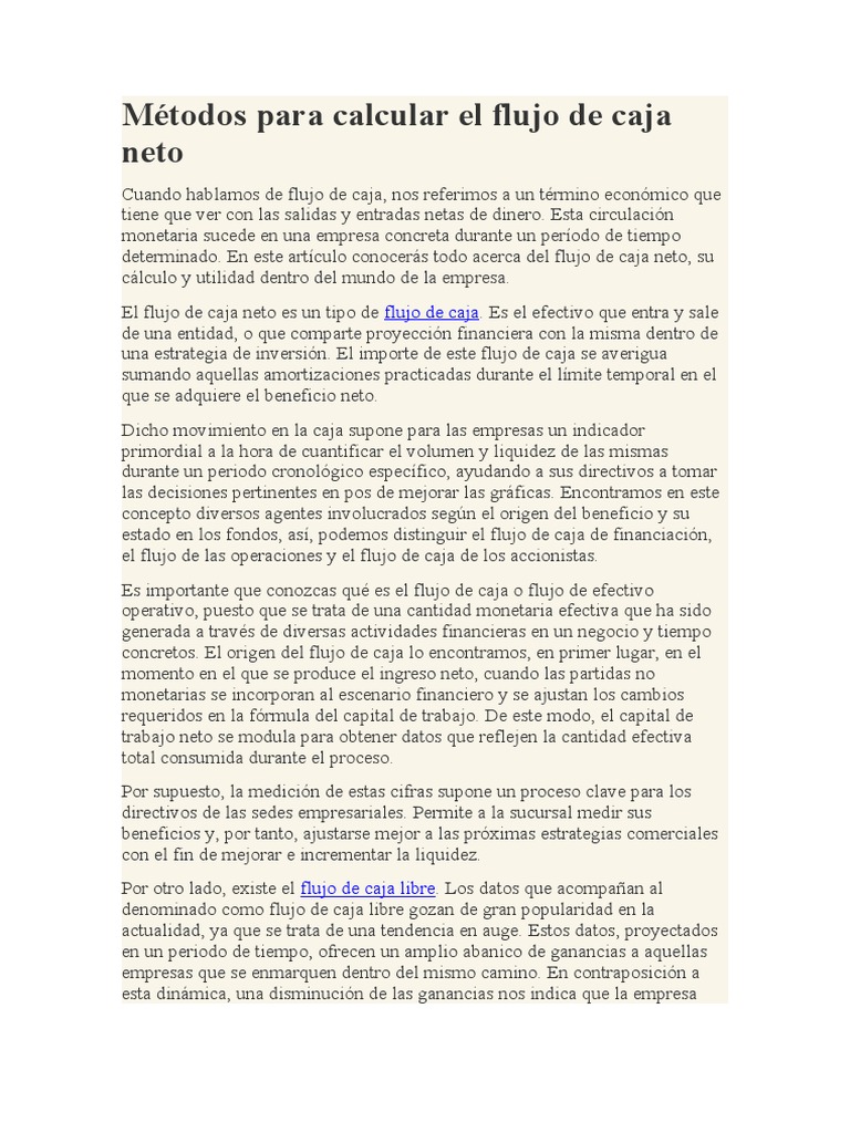 Flujo de Caja Neto | PDF | Flujo de efectivo | Presupuesto