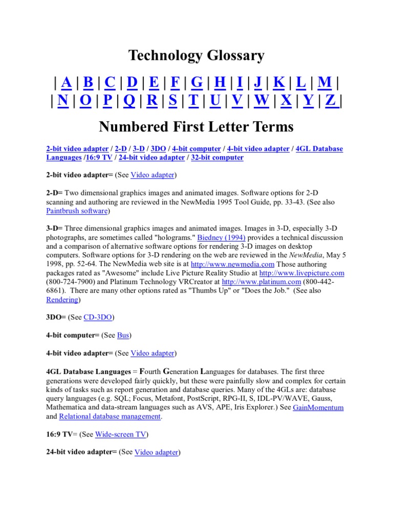 Technology Glossary 001 | Computer Network | Personal Computers | Free ...