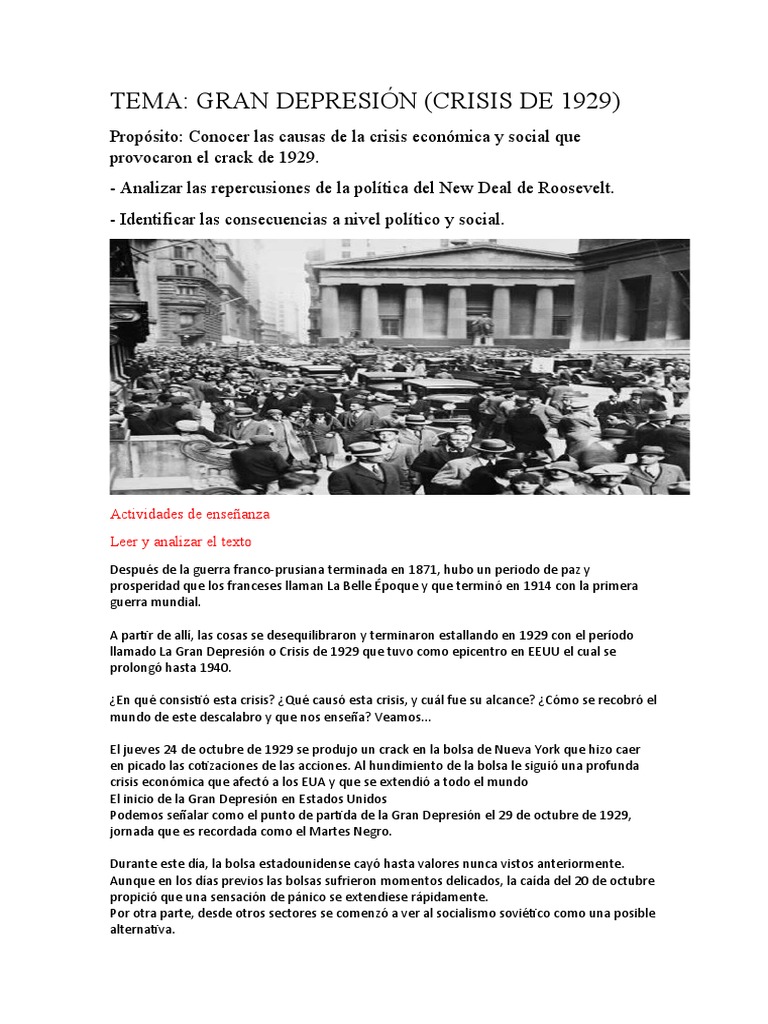 Consecuencias de la Crisis de 1929 | PDF | Gran depresion | Accidente ...