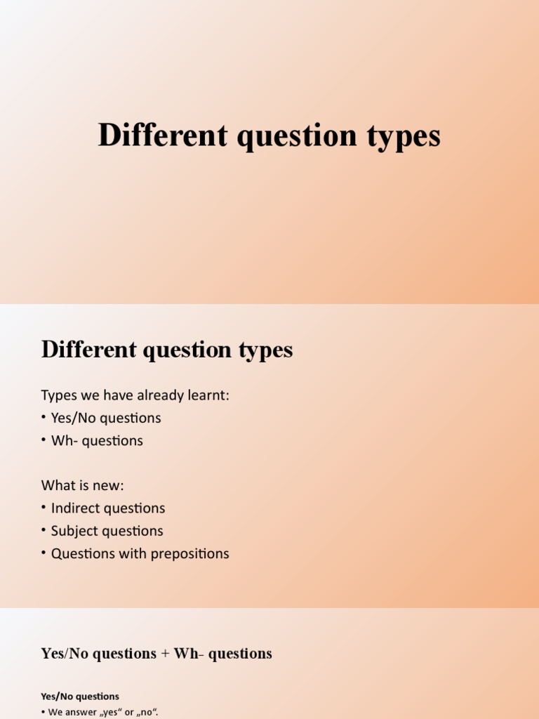 Different Question Types | PDF