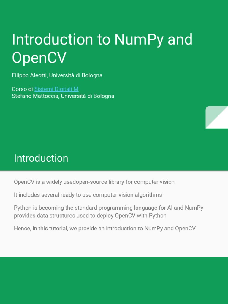 Introduction To NumPy and OpenCV | PDF | Matrix (Mathematics ...