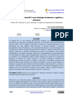 Deficiencia de Vitamina B12 Como Etiología de Deterioro Cognitivo y Demencia