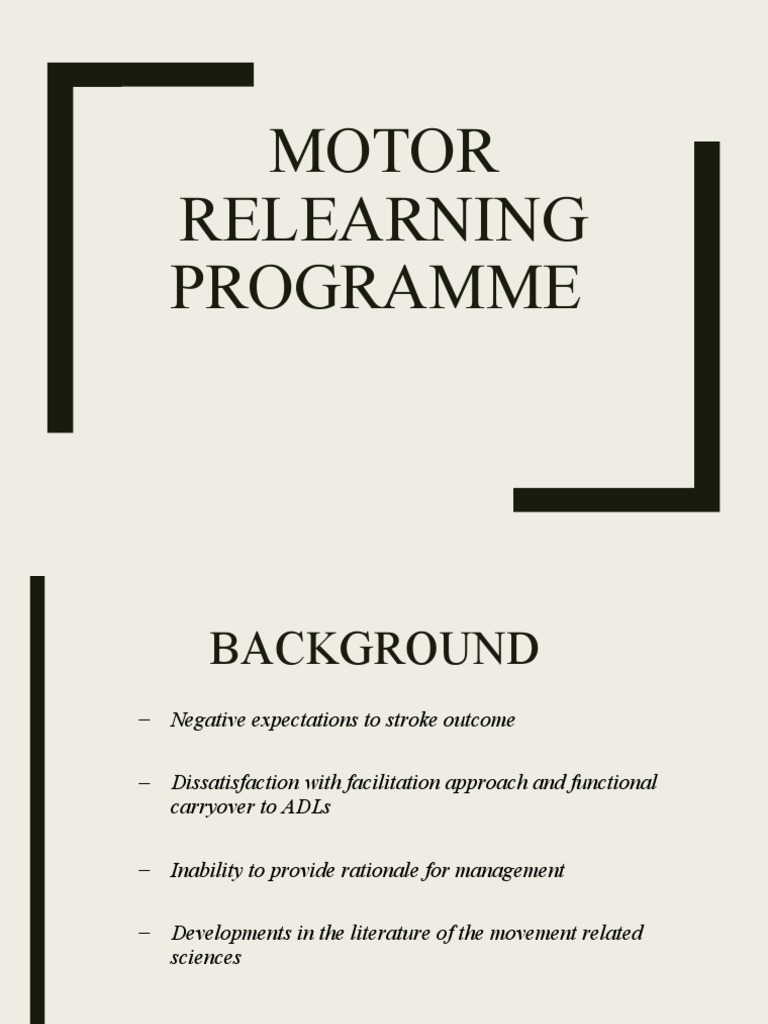 Motor Relearning Programme Download Free PDF Motor Control Learning