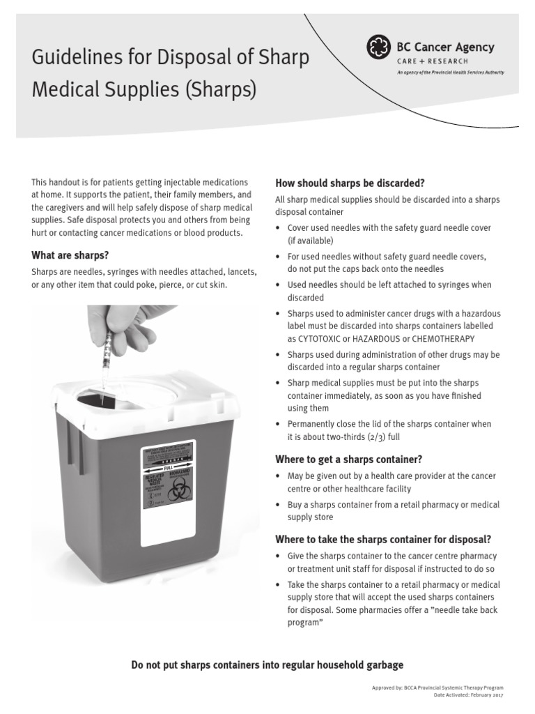 Guidelines For Disposal of Sharp Medical Supplies (Sharps) 1feb2017
