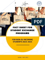 Fact Sheet For Student Exchange Programs: For Non-Eu Incoming STUDENTS 2023-2024