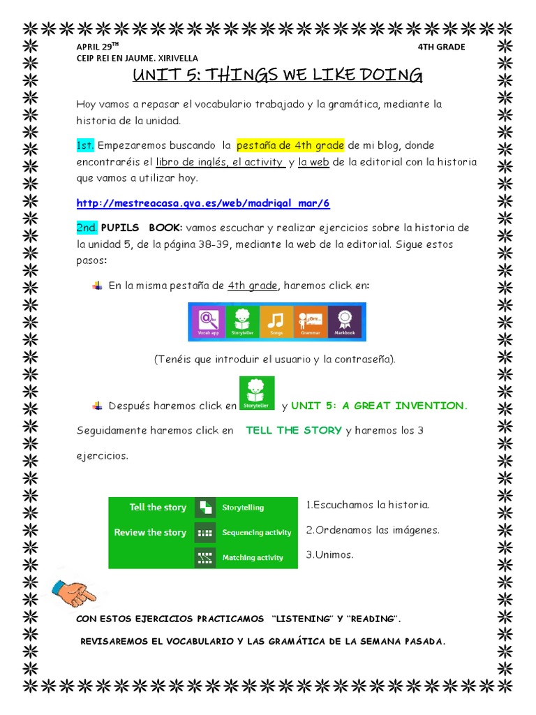 Actividades de Inglés para 4º Grado | PDF | Artes del Lenguaje y ...
